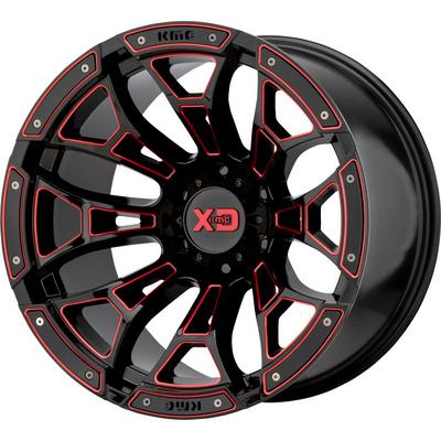 XD Wheels XD841 Boneyard, 20x10 with 6x135 Bolt Pattern - Gloss Black Milled With Red Tint - XD84121063918N